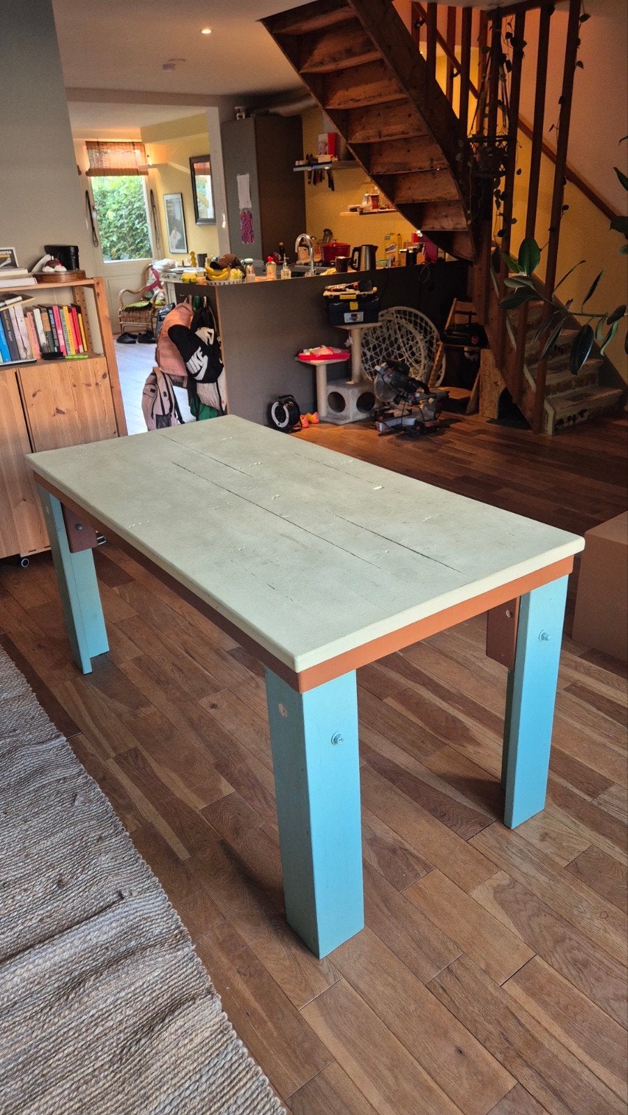 houten tafel (eet/huiskamer), Huis en Inrichting, Ophalen, Gebruikt, 50 tot 100 cm, Vijf personen of meer