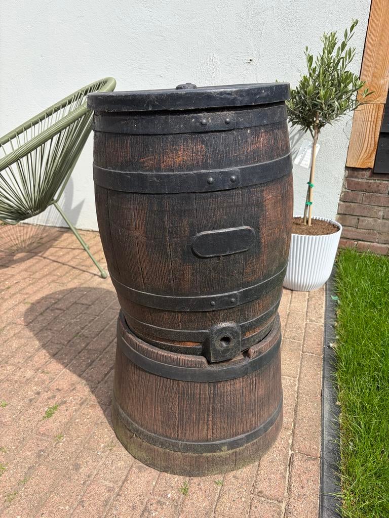 Regenton 50cm hoog - Kunststof in houtlook, Minder dan 75 liter, Ophalen, Gebruikt, Kunststof