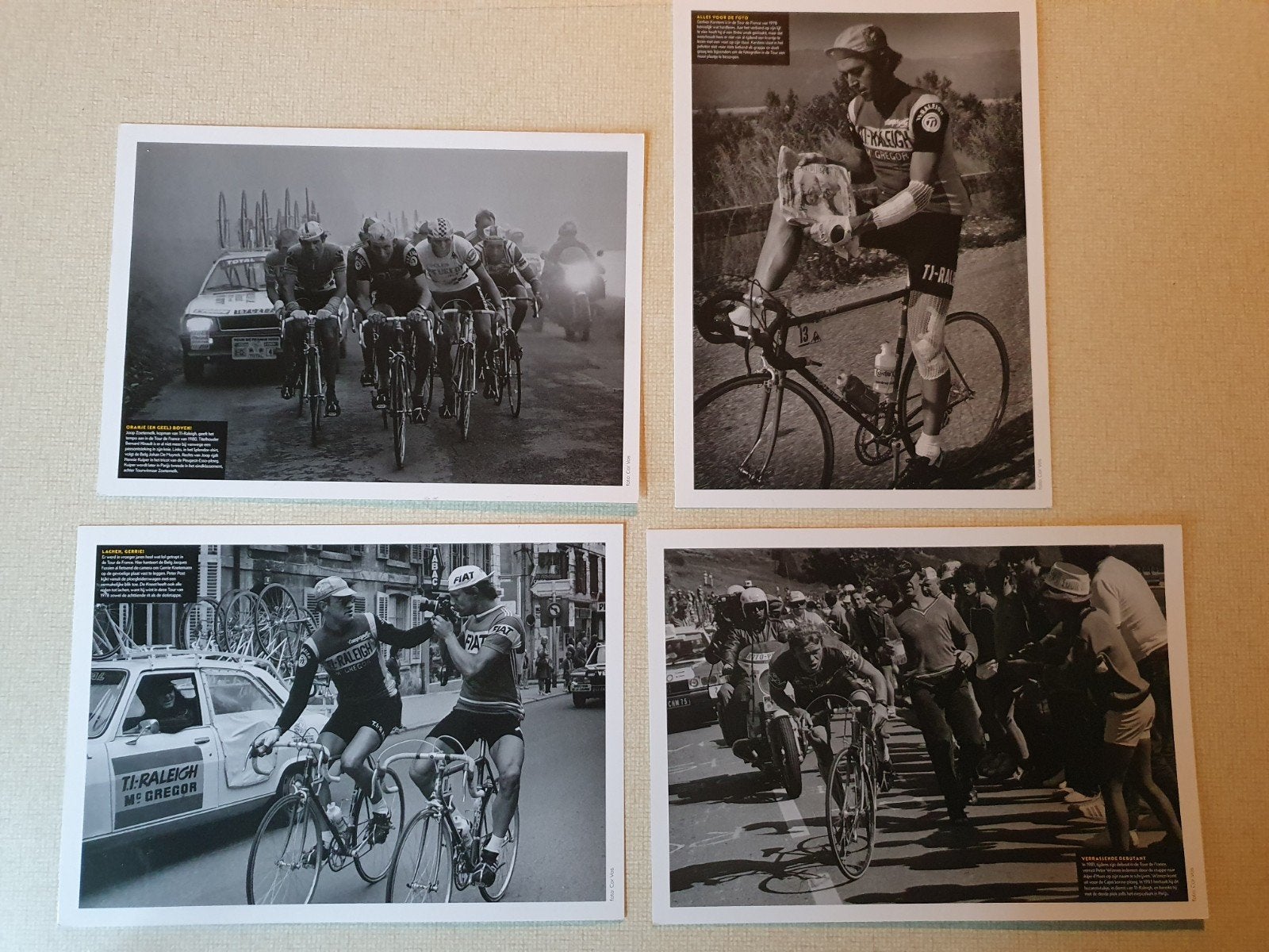 zwart/wit foto's Tour de France, 4 stuks, 1980 tot heden, Ophalen of Verzenden, Zo goed als nieuw, Prent