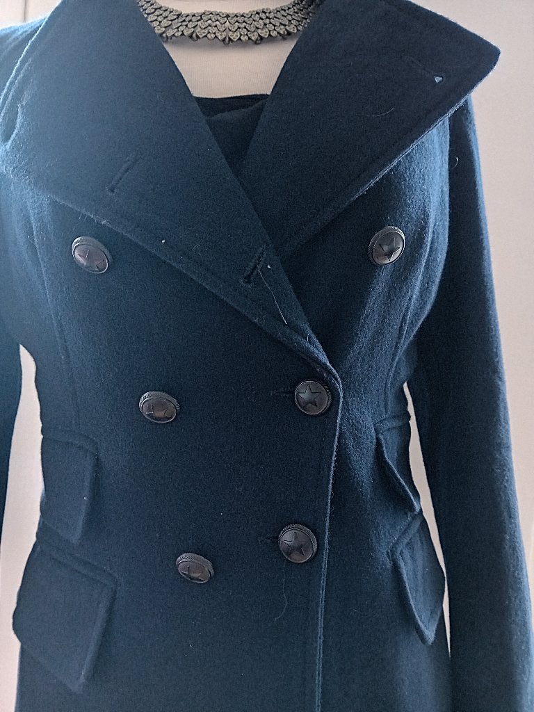 Stoere dubbelrijig wollen trenchcoat in maat 36, Vero Moda, Zwart, Nieuw, Ophalen of Verzenden