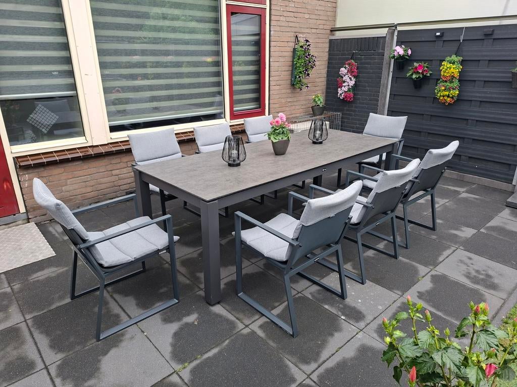 Z.G.A.N. grote moderne 8 persoons tuinset/diningset, Tuin en Terras, Tuinsets en Loungesets, Ophalen, Aluminium, Tuinset, Eettafel