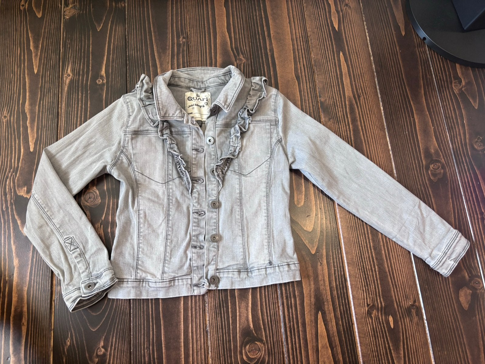 Quapi grijs spijkerjasje maat 134/140, Kinderen en Baby's, Kinderkleding | Maat 134, Ophalen of Verzenden, Zo goed als nieuw, Meisje