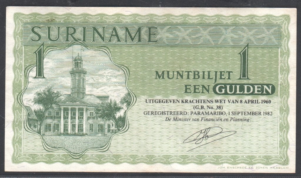 Suriname 1 Gulden 1982, Postzegels en Munten, Bankbiljetten | Amerika, Ophalen of Verzenden, Zuid-Amerika, Los biljet