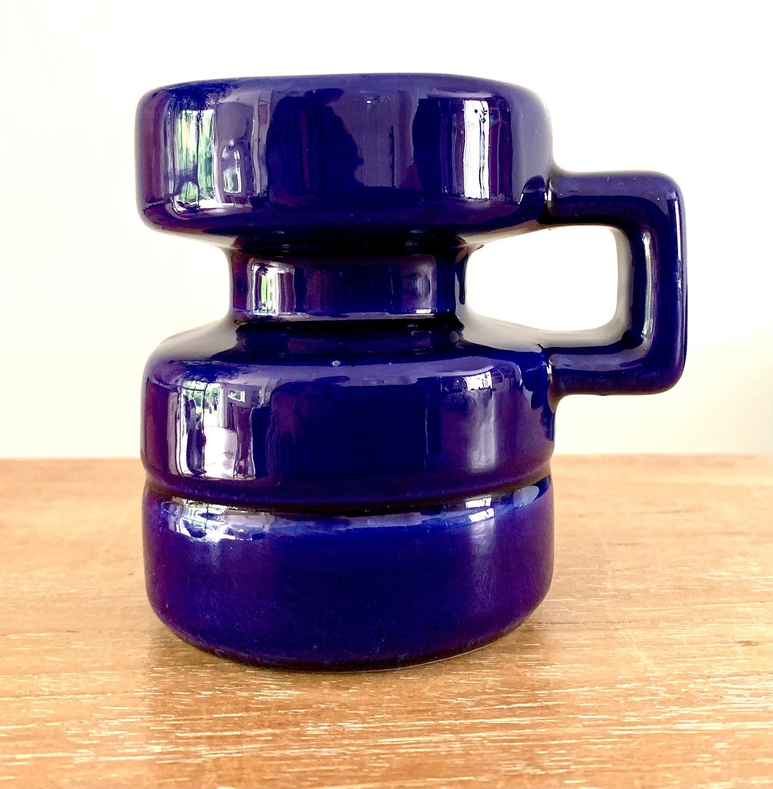 Kandelaar Steuler keramiek vintage retro blauw, Verzenden, Keramiek of Aardewerk