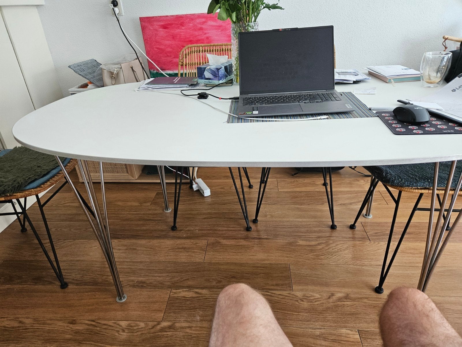 Fritz Hansen tafel wit, ovaal, 180 cm, Ophalen, Gebruikt, Ovaal, 150 tot 200 cm