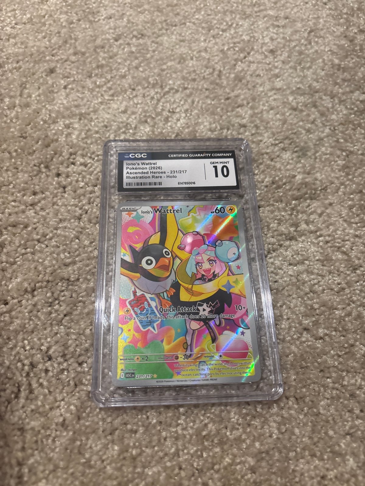 Iono's Wattrel 231/217 Ascended Heroes CGC 10 Gem Mint, Hobby en Vrije tijd, Verzamelkaartspellen | Pokémon, Ophalen of Verzenden