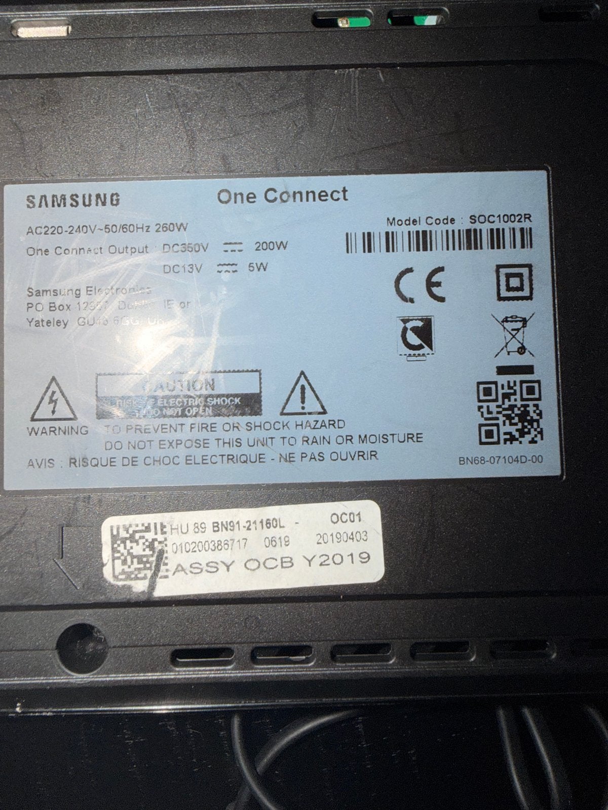 Samsung One Connect Box SOC1002R -, Ophalen, 50 Hz, Zo goed als nieuw, Samsung