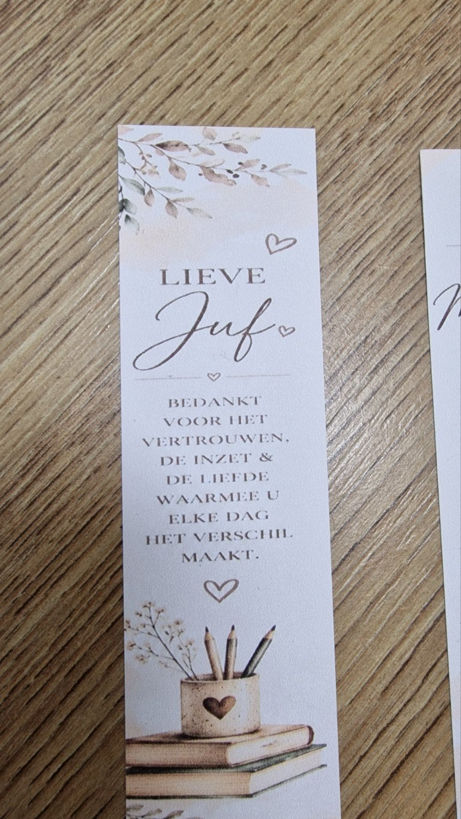 Boekenleggers 'Lieve Meester' of 'Lieve Juf' - Bedankje, Ophalen of Verzenden