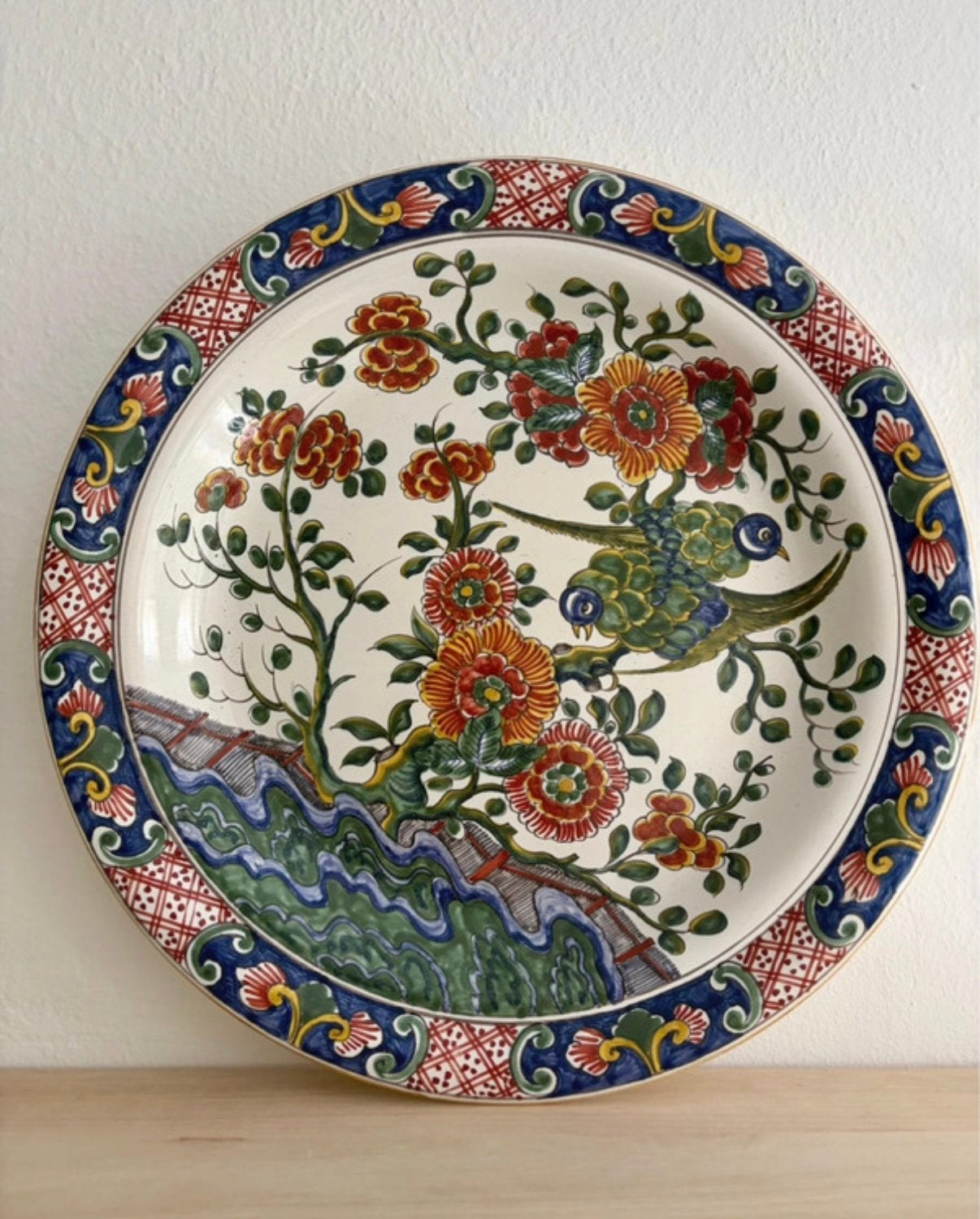 Antieke keramiek sierbord/wandbord japanse stijl, Ophalen of Verzenden
