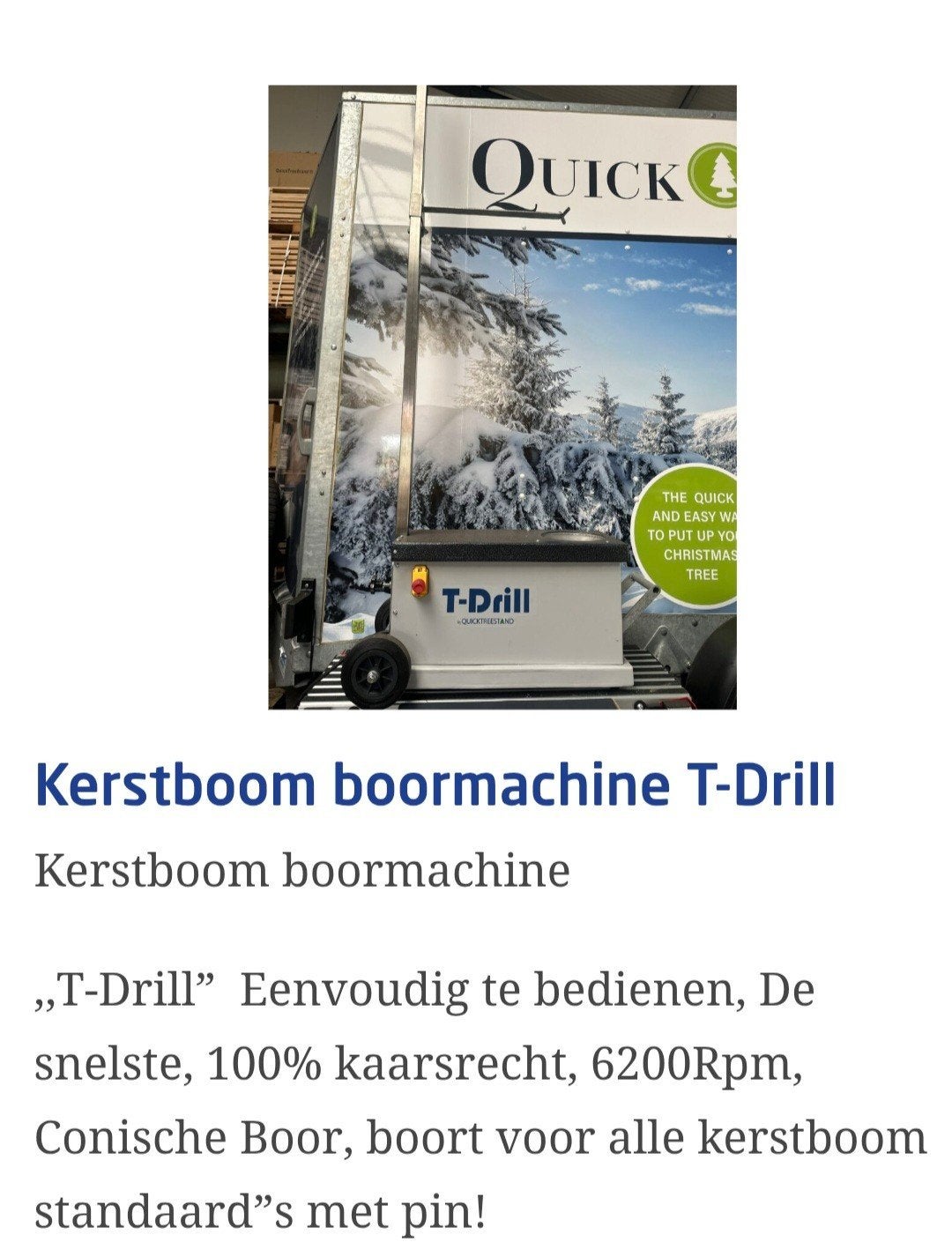 quicktree/ easyfix boormachine  kerstbomen, Ophalen, Zo goed als nieuw