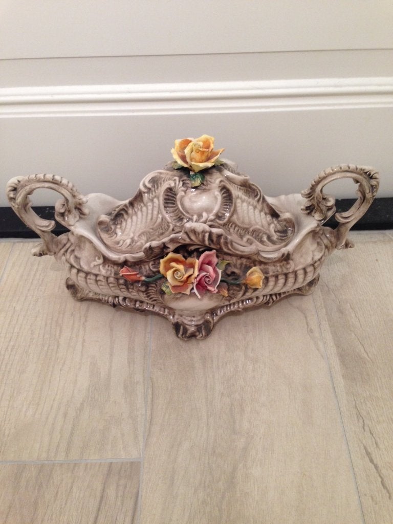 Vintage Capodimonte Italiaanse keramische soepterrine, Ophalen of Verzenden