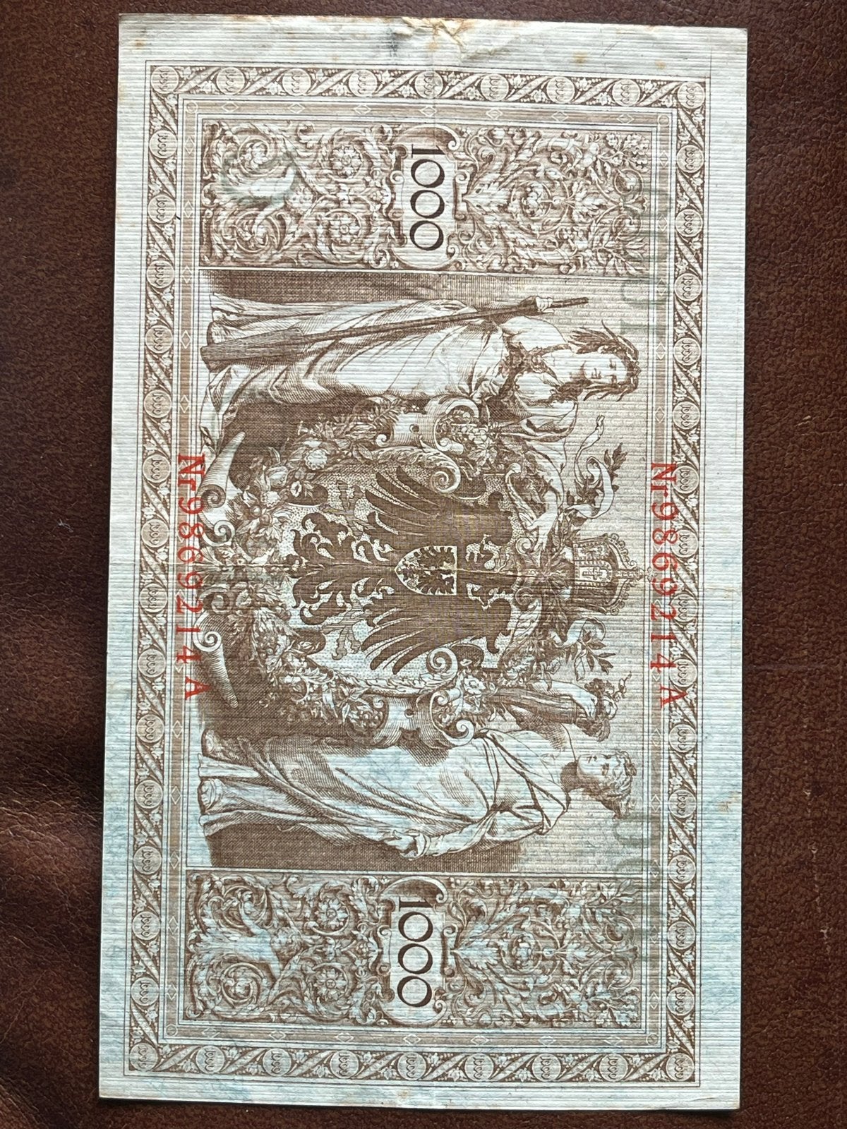 Zeldzaam 1000 Reichsbanknote uit 1910 - Duitsland, Postzegels en Munten, Ophalen of Verzenden, Duitsland, Los biljet