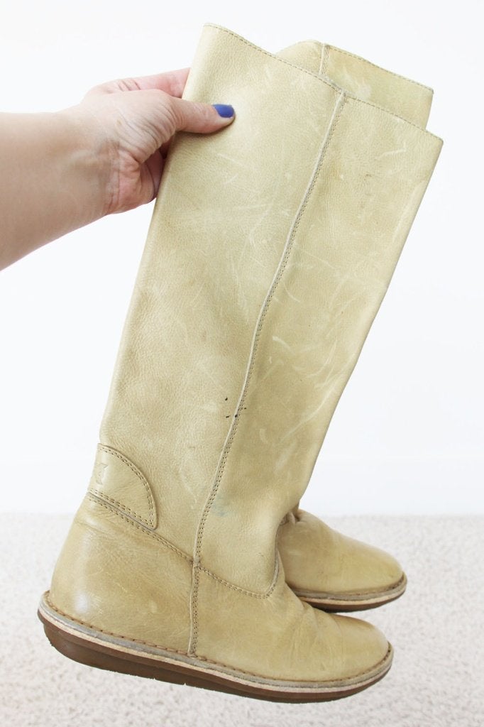 Zeer Mooie Leren Laarzen - 30 (Maat 38) € 125,-, Hoge laarzen, Beige, Ophalen of Verzenden, Zo goed als nieuw