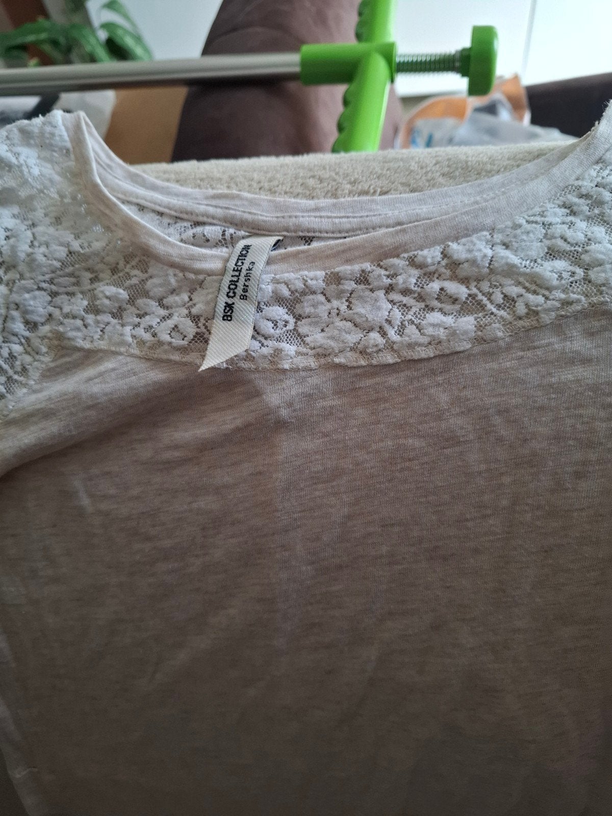 Bershka BSK Collection top met lange mouwen en kant, Nieuw, Lange mouw, Maat 34 (XS) of kleiner, Grijs