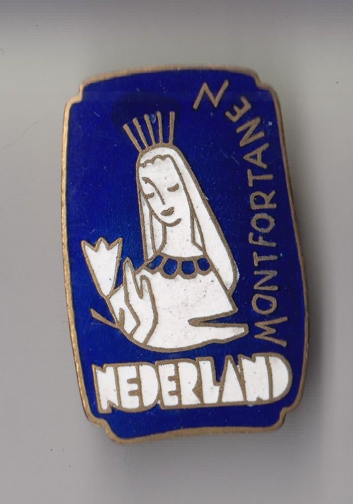 Christendom Montfortanen emaille broche Maria, Gebruikt, Niet vindbaar, Niet vindbaar, Speldje of Pin