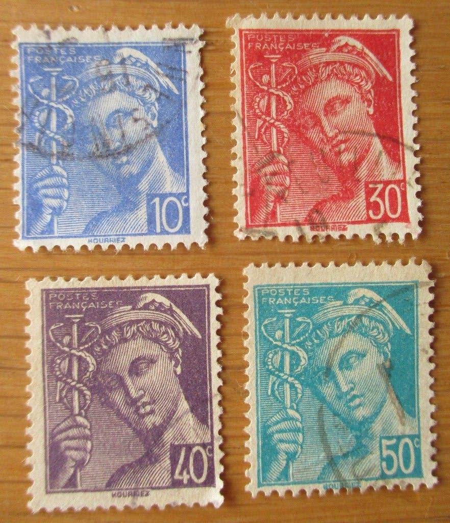 Frankrijk, serie Mythologische Mercurius, 1942, Verzenden, Gestempeld