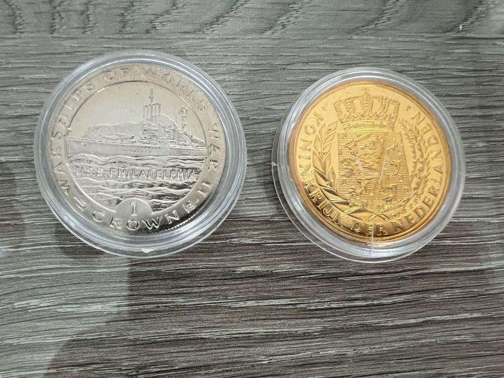 Herdenkingsmunten. 2 stuks., Ophalen, Koning Willem III, Overige waardes, Losse munt