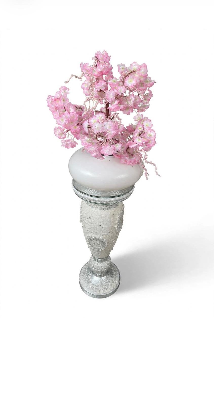 Grote decoratieve vaas met roze bloesem, Ophalen, Zo goed als nieuw, Roze