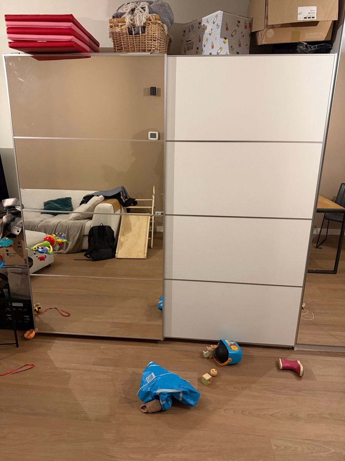 IKEA Pax Kast met Spiegeldeuren - 200x60x200 cm, Huis en Inrichting, Ophalen, Gebruikt, 200 cm of meer, Met deur(en)