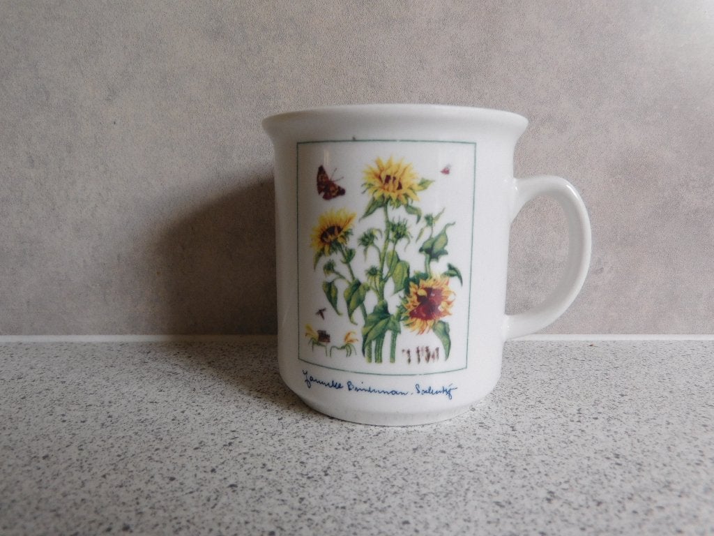 Mok Helianthus Zonnebloem 1998 Janneke Brinkman JBS 9x8 cm, Huis en Inrichting, Gebruikt, Overige merken, Vintage, Porselein