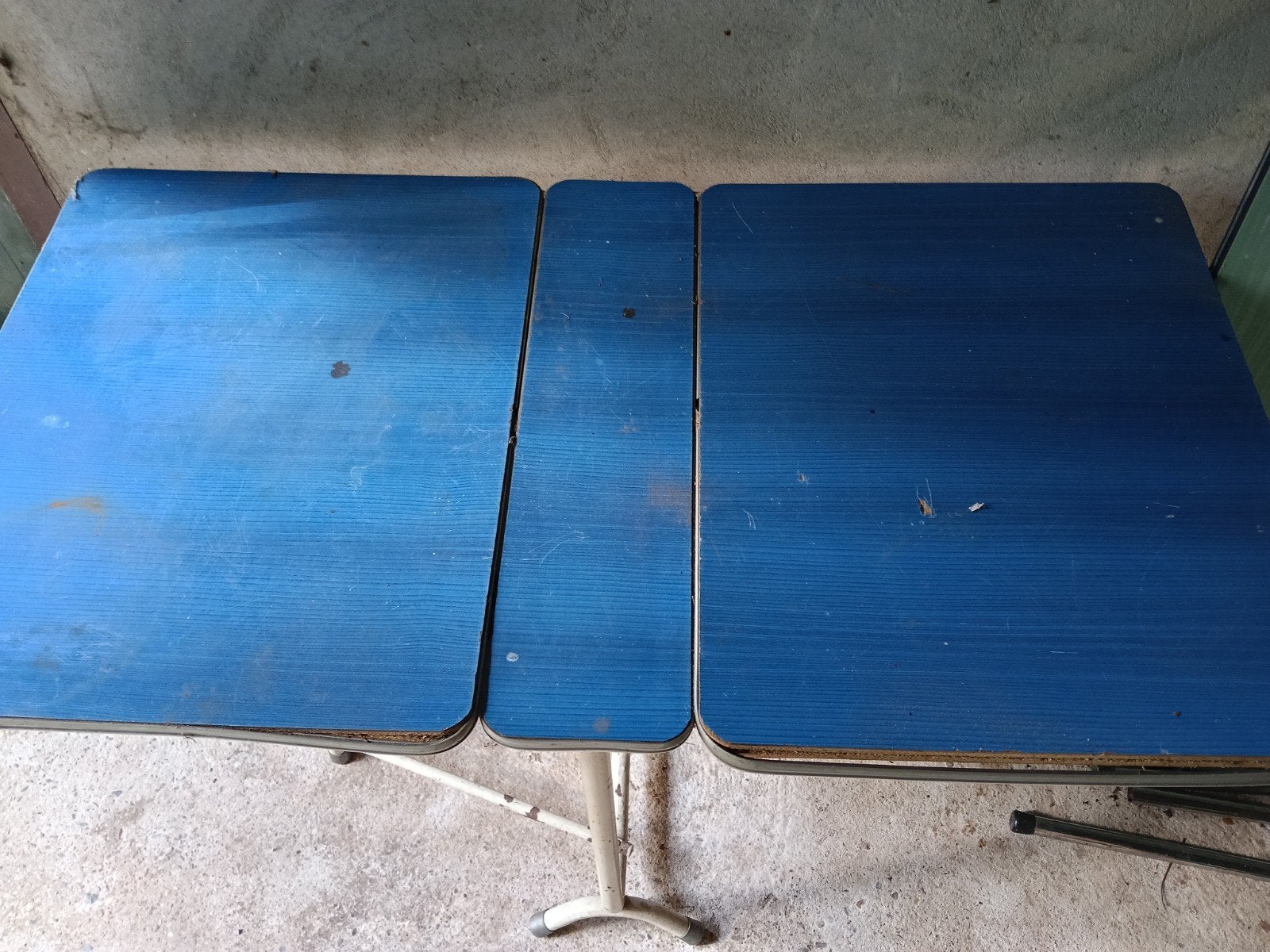 Vintage opklapbare campingtafel - Blauw, Gebruikt, 100 tot 150 cm, Vintage, Retro, Camping, Metaal