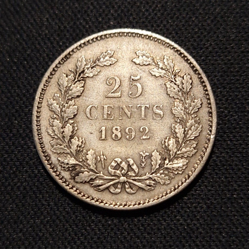 25 cent 1892, Verzenden, Zilver, 25 cent, Koningin Wilhelmina