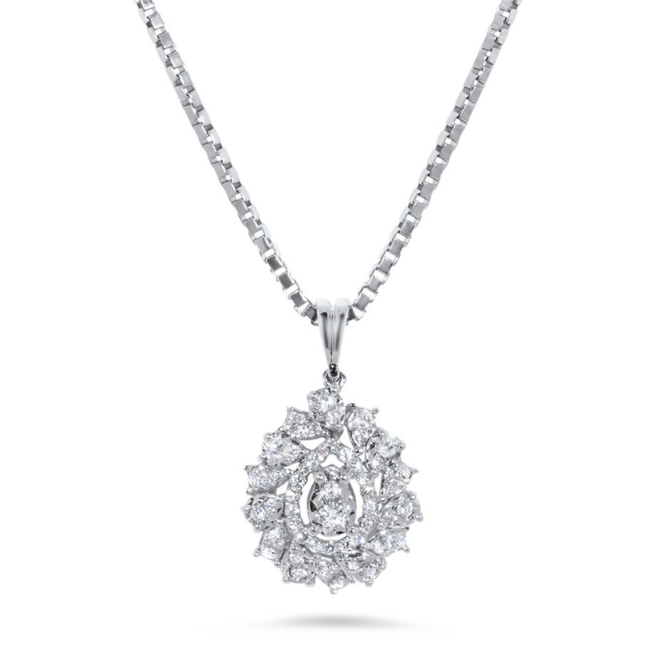 Prachtige Witgouden Ketting met Sierlijke Diamanten Hanger, Ophalen of Verzenden, Zo goed als nieuw, Info@kleenedelmetalen.nl