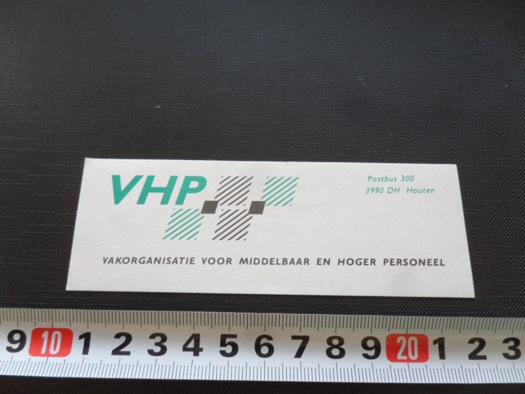 sticker houten VHP vakorganisatie middelbaar en hoger person, Ophalen, Zo goed als nieuw