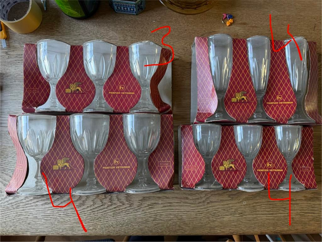 45 Vintage Italiaanse Fidenza Vetraria glazen, Ophalen of Verzenden