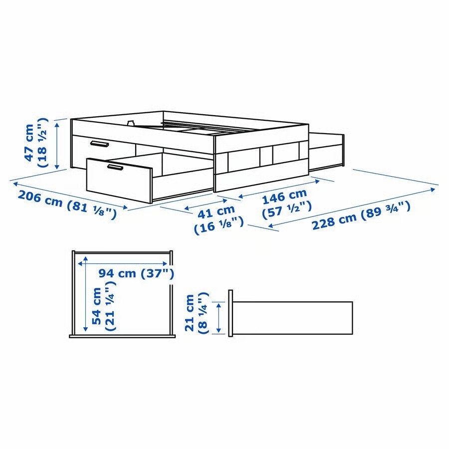 140x200 bed met lades, luxe lattenbodem en matras, Ophalen, Overige materialen, Zwart, Nieuw