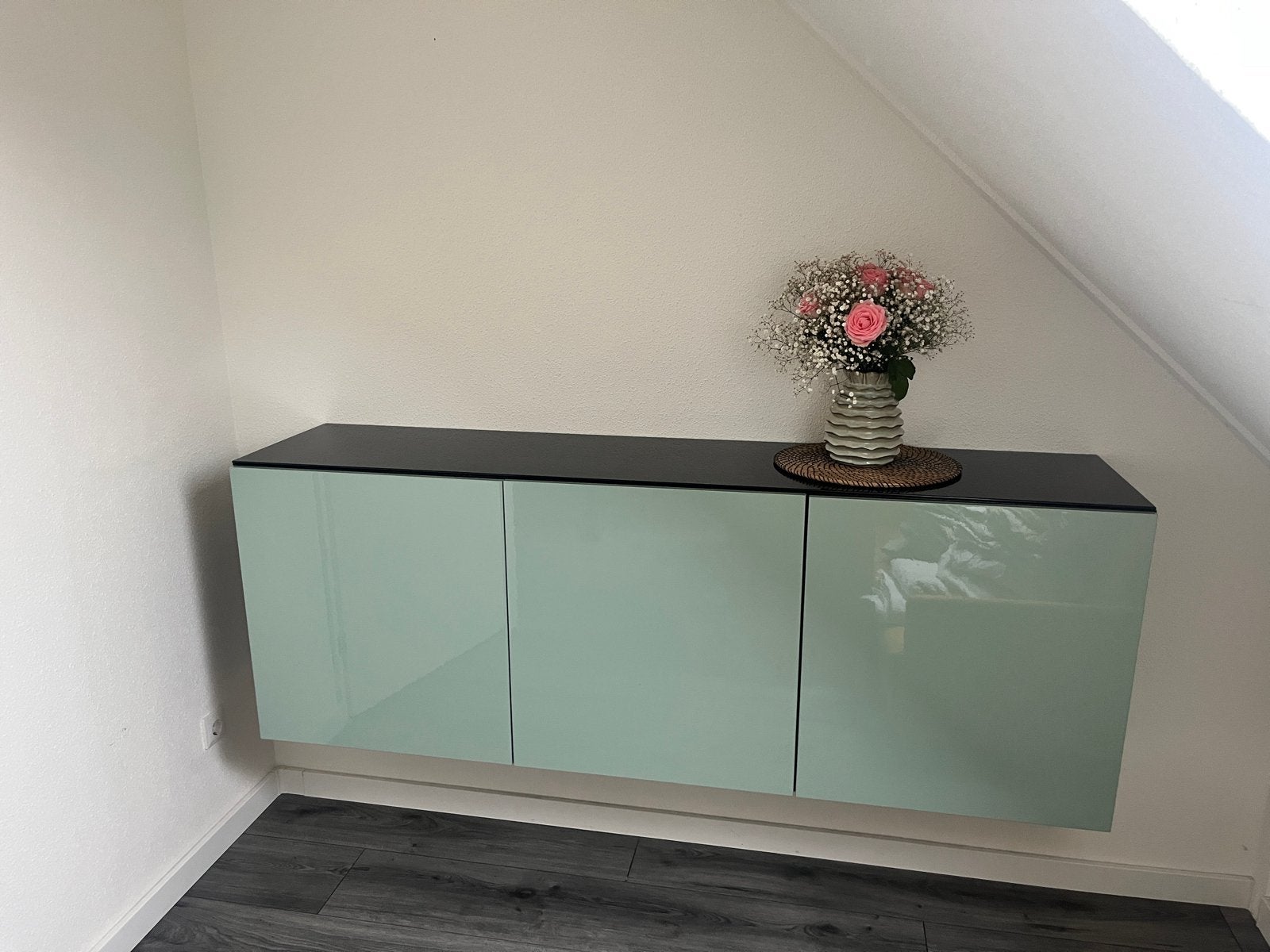 Stijlvol Zwevend Dressoir - Mintgroen & Zwart, Huis en Inrichting, Ophalen of Verzenden, Zo goed als nieuw
