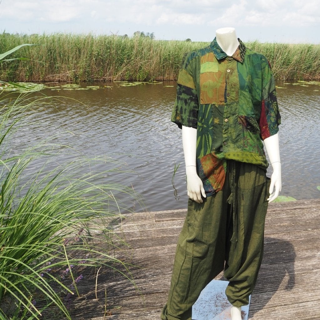 Batik Patch Blouse maat XL, Kleding | Dames, Blouses en Tunieken, Nieuw, Maat 42/44 (L), Groen, Ophalen of Verzenden