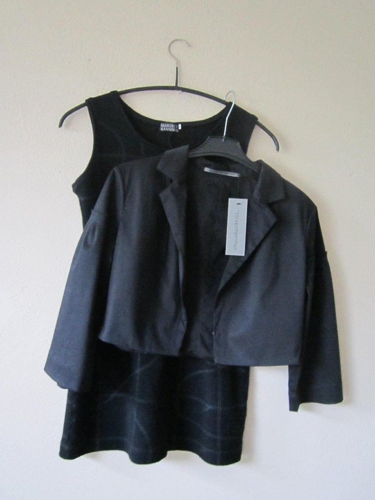 Margriet Nannings tuniek/jurk met Cora Kemperman jasje M.38, Kleding | Dames, Jurken, Zo goed als nieuw, Maat 38/40 (M), Zwart