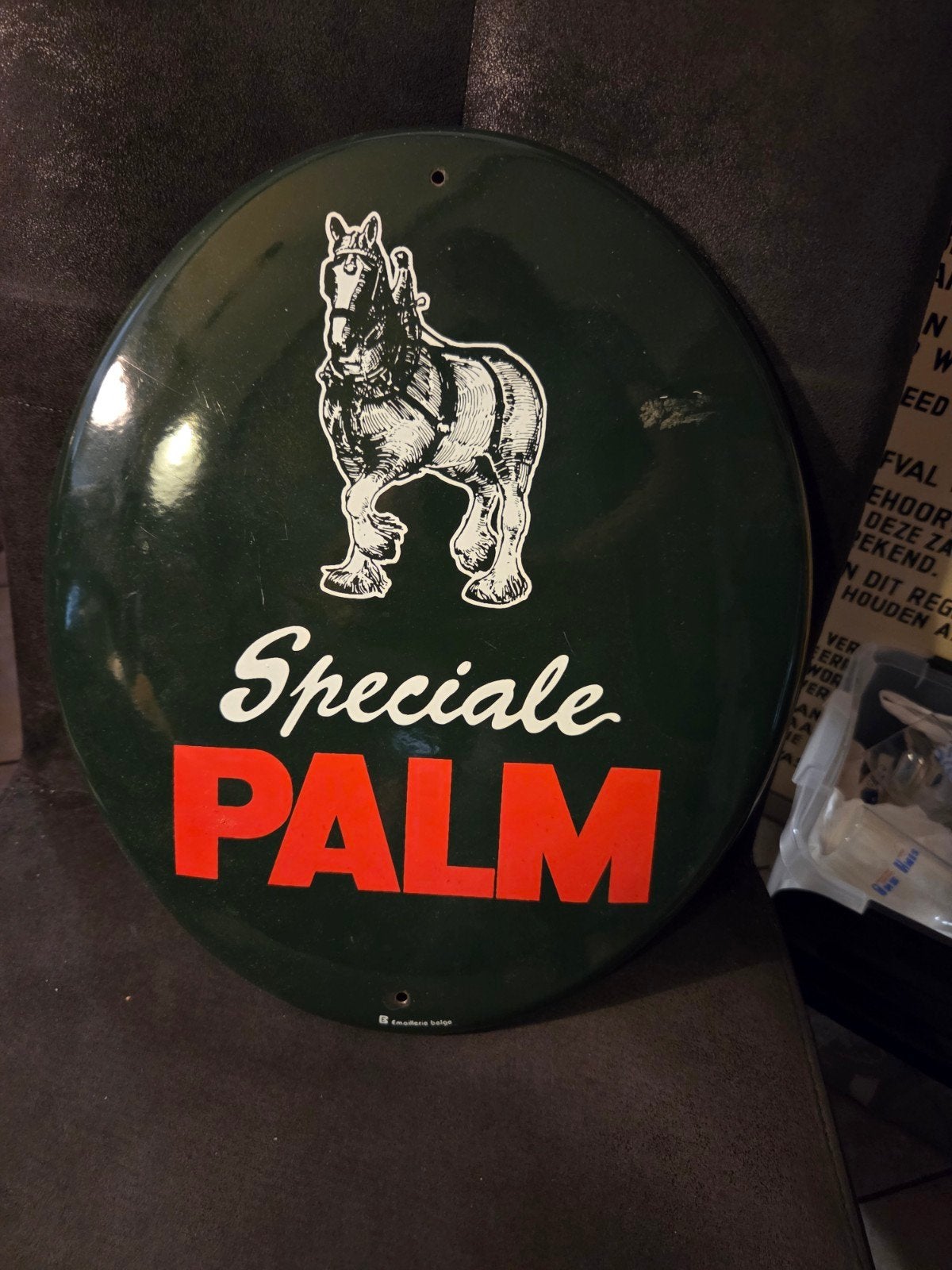 Emaille reclamebord palm bier pils, Ophalen, Gebruikt, Reclamebord