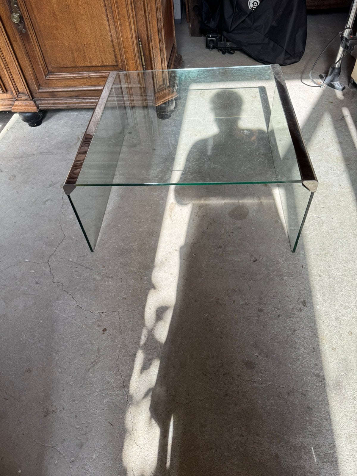 Glazen tafel, Ophalen, Gebruikt, 50 tot 100 cm, Vierkant