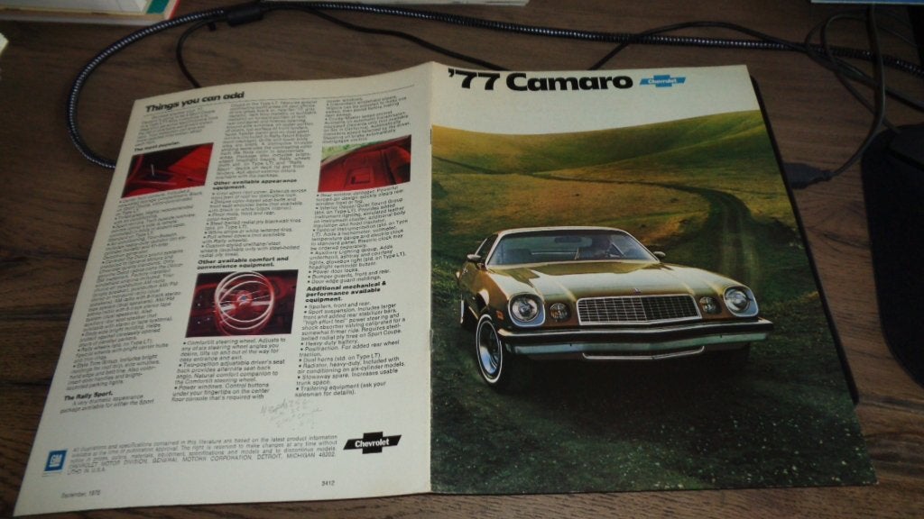 ZELDZAME USA Folder CHEVROLET CAMARO  1977  (NIEUW), Verzenden, Nieuw, Chevrolet