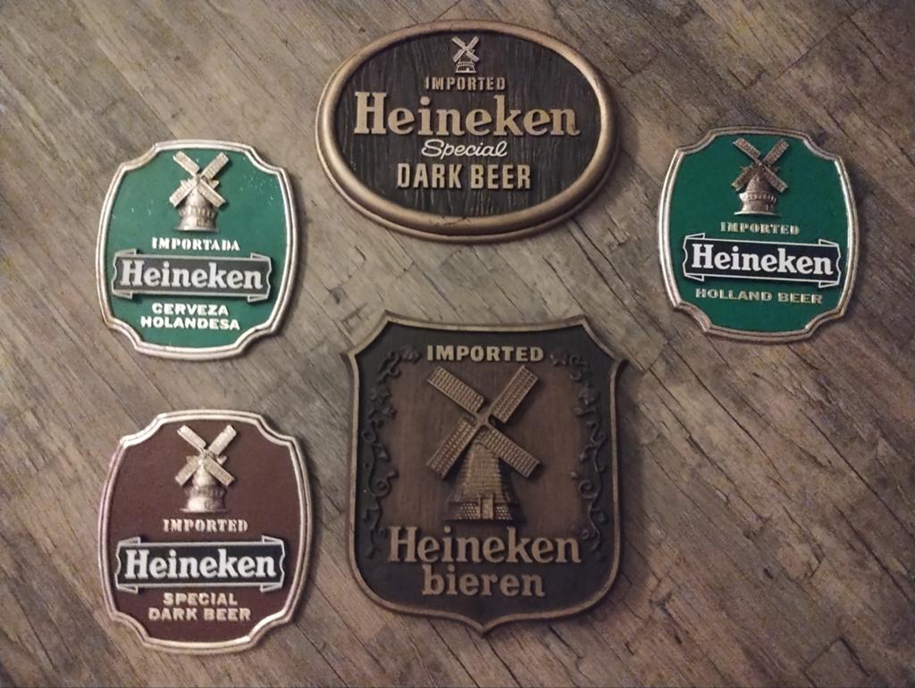 verzameling vintage Heineken USA bier reclameborden, Ophalen of Verzenden, Gebruikt, Reclamebord