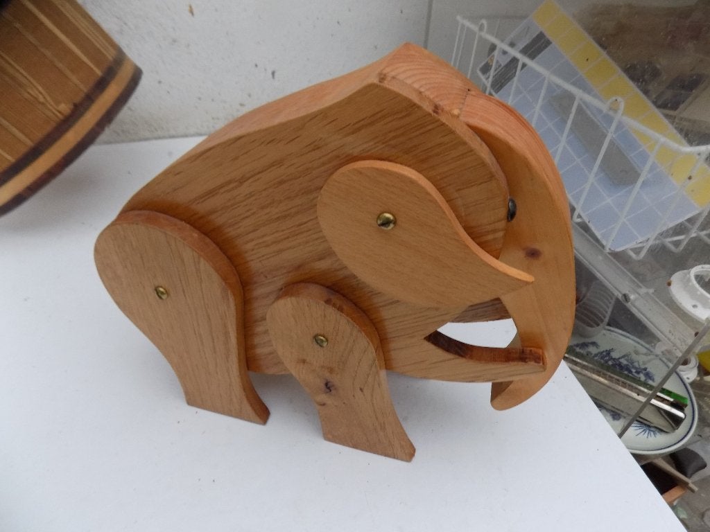 Olifant houten dier decoratief hout gestileerd, Ophalen of Verzenden, Gebruikt