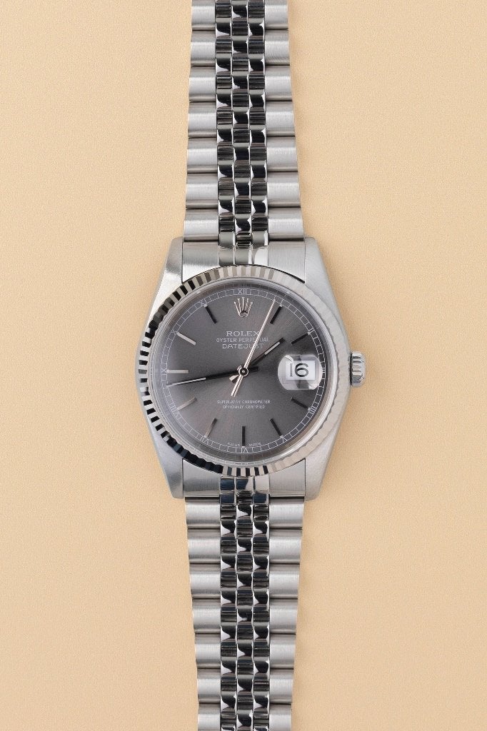 Rolex Datejust 16234 grey dial full set, Ophalen, Staal, Polshorloge, Zo goed als nieuw