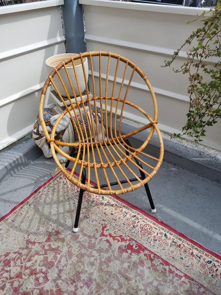 rotan stoel jaren '50/'60., Ophalen of Verzenden