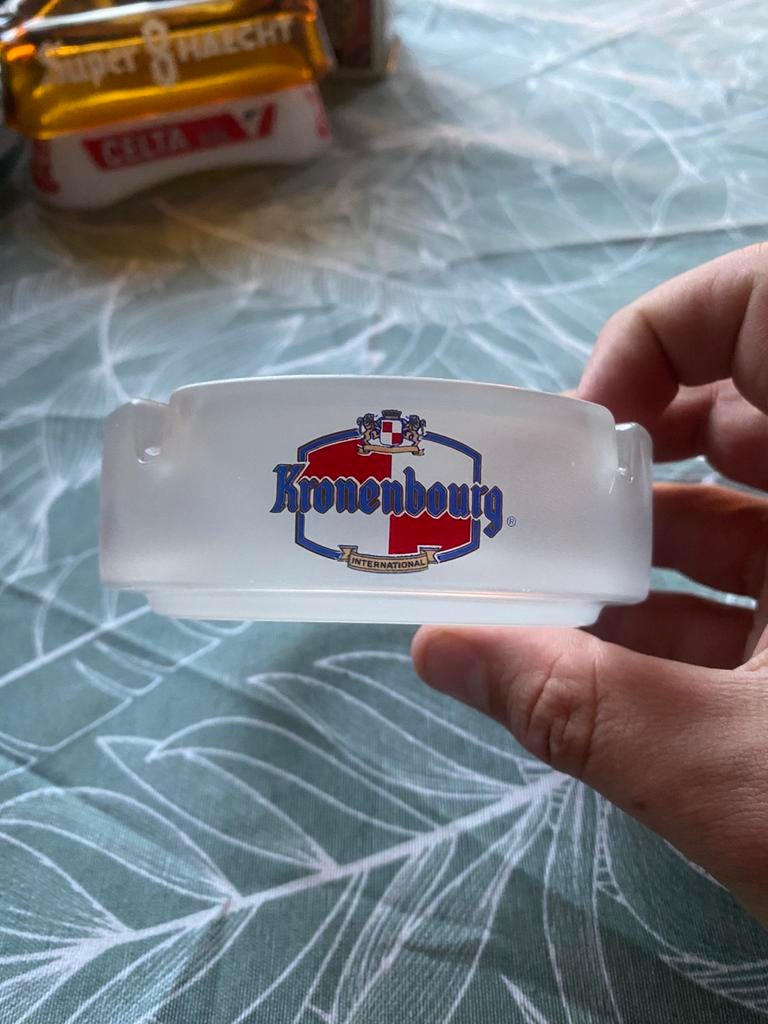 Kronenbourg International Bier reclame asbak vintage glas, Ophalen of Verzenden, Zo goed als nieuw, Asbak