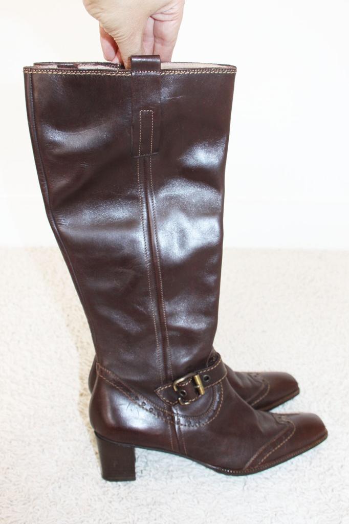Prachtige Leren Donna Carolina Laarzen -s6 (Maat 39) € 125,-, Hoge laarzen, Donna Carolina, Bruin, Ophalen of Verzenden