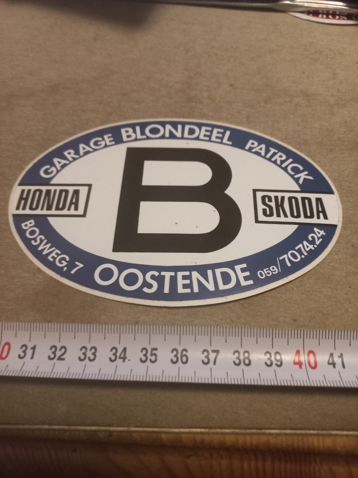 Vintage Garage Blondeel Patrick Sticker Honda Skoda, Ophalen of Verzenden