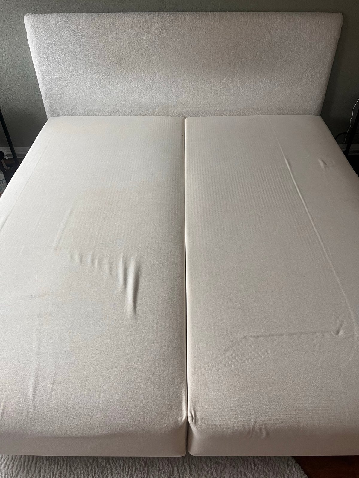 Verstelbaar tweepersoonsbed met afstandsbediening, Ophalen, Wit, Tweepersoons, 200 cm