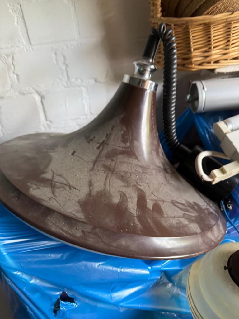 Design lamp trekbaar, bruin-jaren70, Ophalen of Verzenden, Zo goed als nieuw