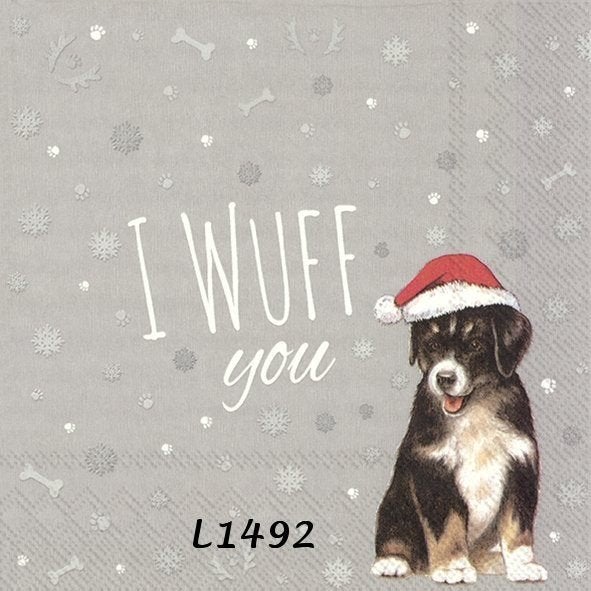 Servetten decoupage/bullet journal - I wuff you (hond) L1492, Verzenden, Nieuw
