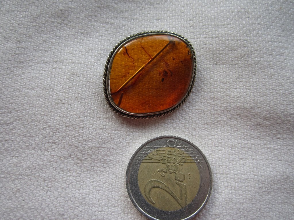72.   Schitterende oude broche barnsteen, zilver, Ophalen, Zilver, Broche