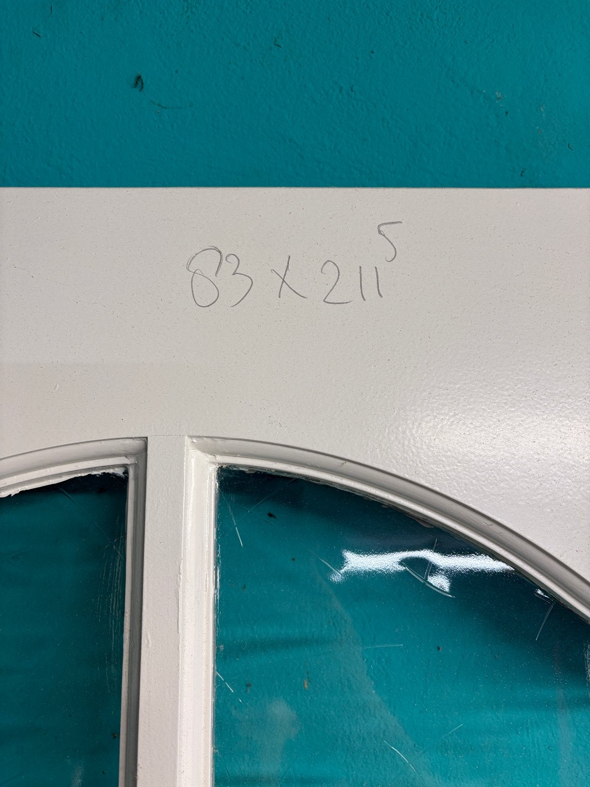 Witte binnendeur met glas, 83x211.5 cm, Ophalen, Gebruikt, 80 tot 100 cm, Binnendeur