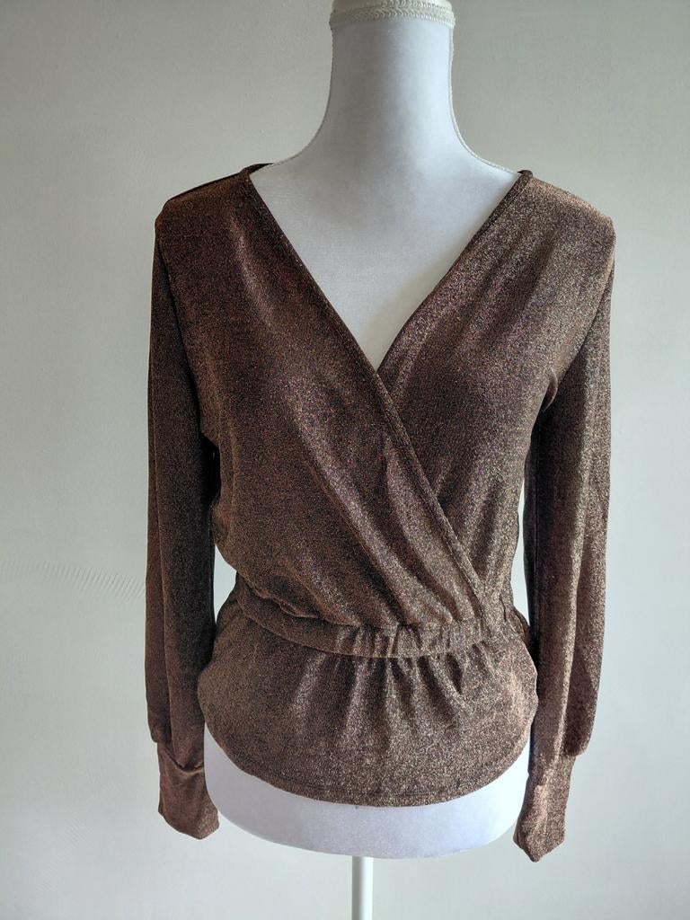 Costes Rebel glitter wikkel top maat S, Kleding | Dames, Bruin, Ophalen of Verzenden, Zo goed als nieuw, Lange mouw