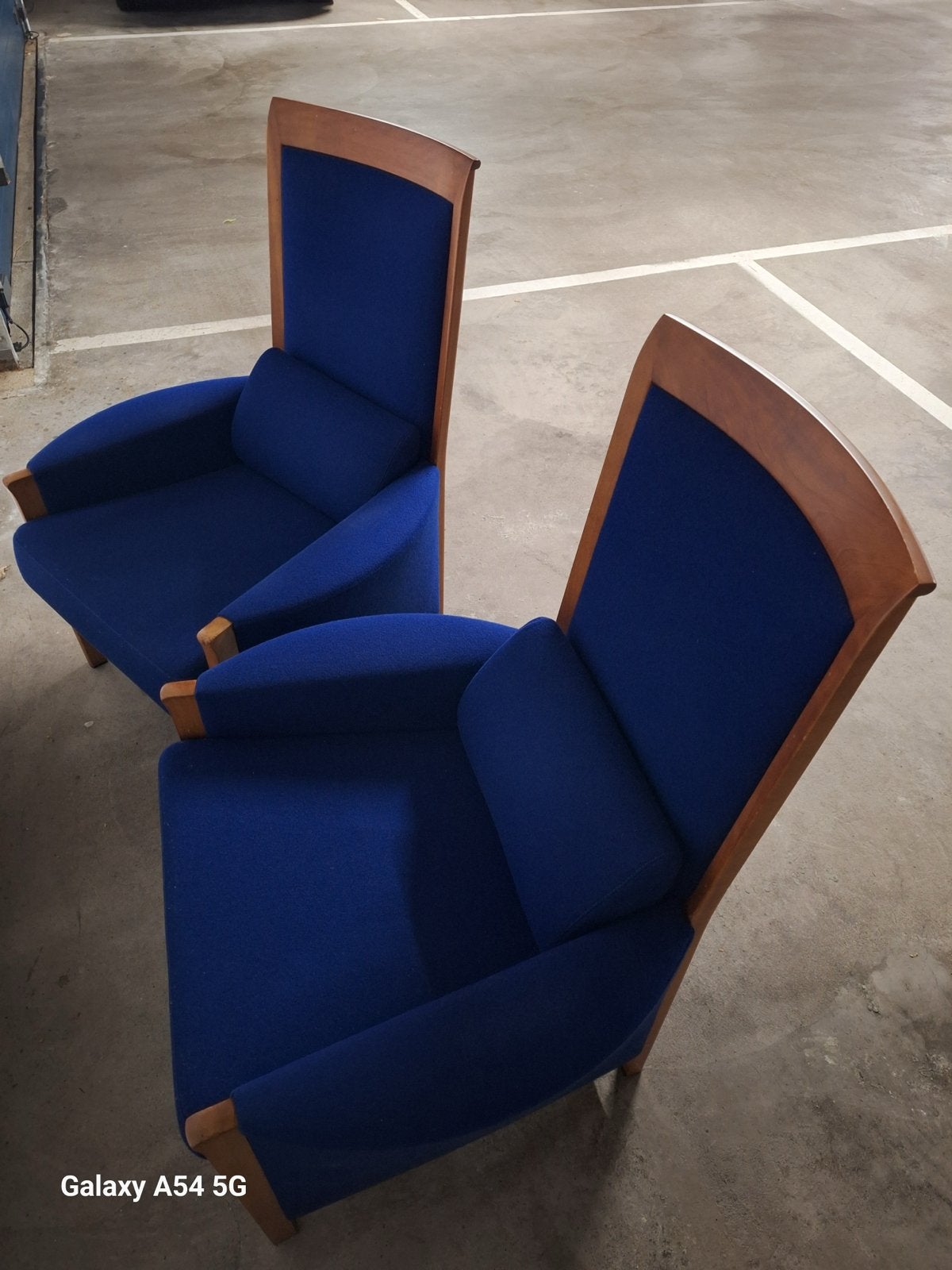 Giorgetti Italiaans Design Velours Fauteuils (2 stuks), Ophalen, Gebruikt, Twee, Blauw